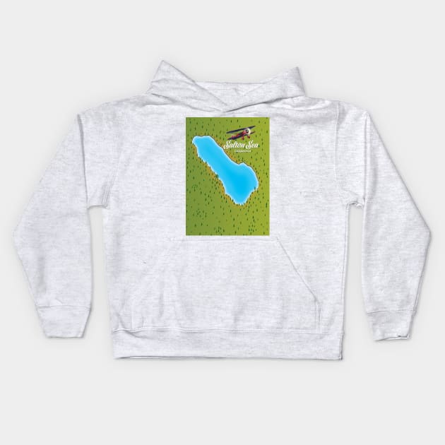 Salton Sea California map Kids Hoodie by nickemporium1